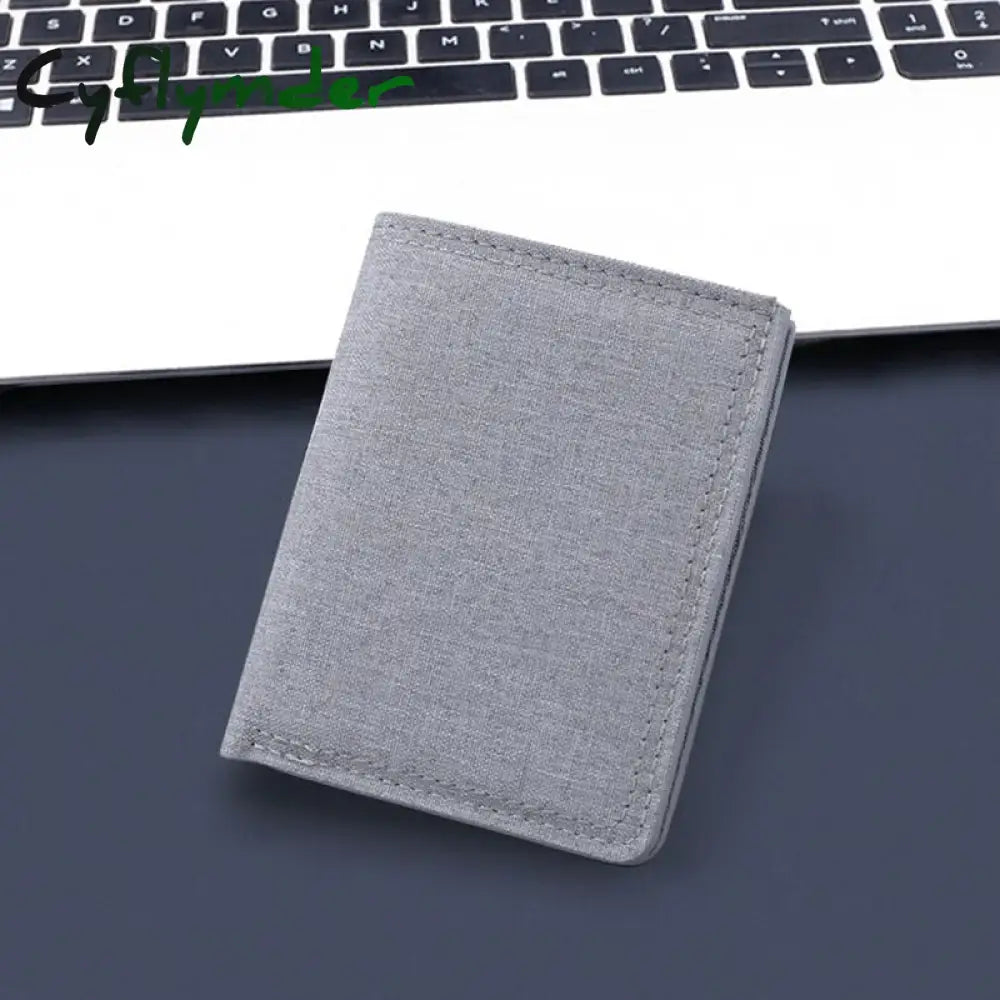 Cyflymder New Fashion Men Short Wallet Coin Purse Men’s Pouch Card Holder Vertical Canvas Grey