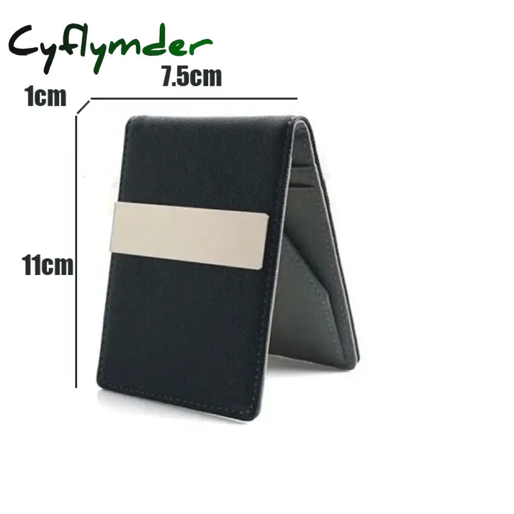 Cyflymder New Fashion Men’s Leather Money Clips Wallet Multifunctional Thin Man Card Purses Women Metal Clamp for Money