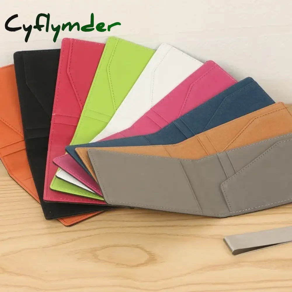 Cyflymder New Fashion Men’s Leather Money Clips Wallet Multifunctional Thin Man Card Purses Women Metal Clamp for Money