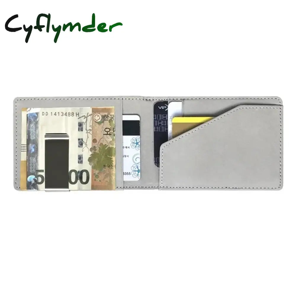 Cyflymder New Fashion Men’s Leather Money Clips Wallet Multifunctional Thin Man Card Purses Women Metal Clamp for Money