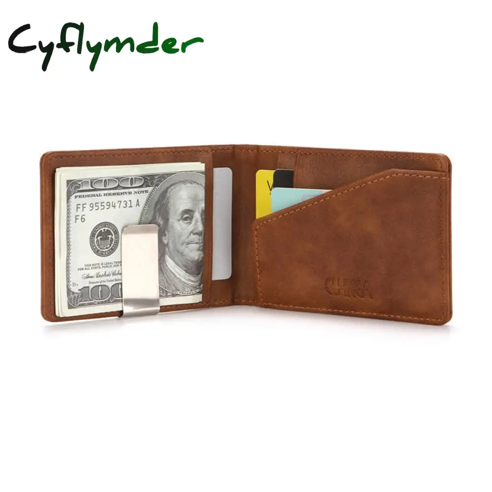 Cyflymder New Fashion Men’s Leather Money Clips Wallet Multifunctional Thin Man Card Purses Women