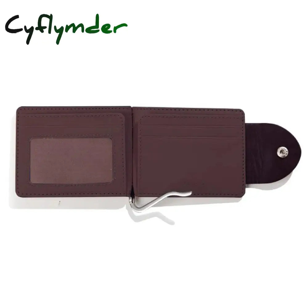 Cyflymder New Fashion Mini Men’s Leather Money Clip Wallet Pocket Purse With Metal Clamp Man Slim