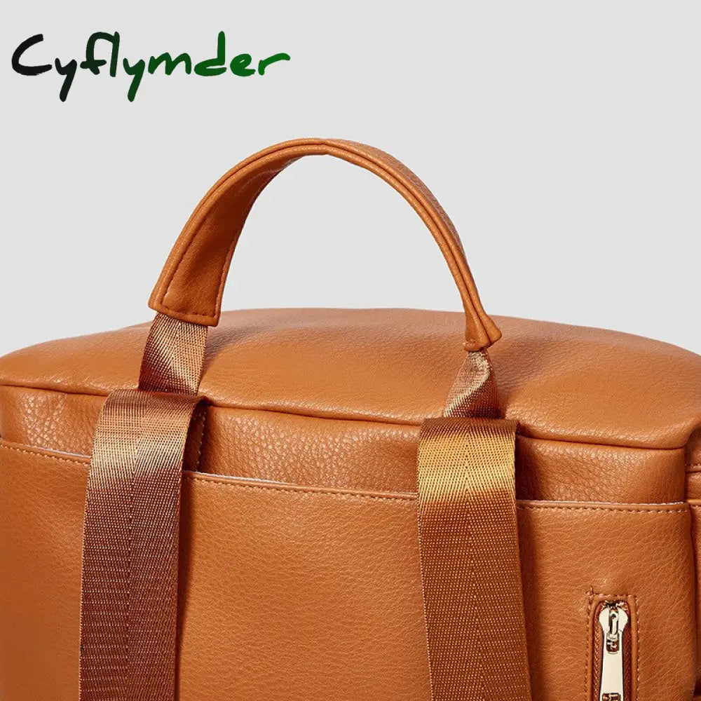 Cyflymder New Fashion Mommy Bag Pu Leather Diaper Backpack With Changing Pad Baby Organizer Nappy