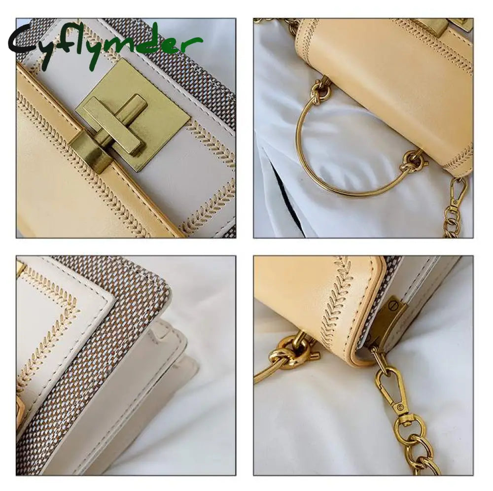 Cyflymder New Fashion Pathwork Pu Leather Women Crossbody Bags Vintage Shoulder Messenger Bag
