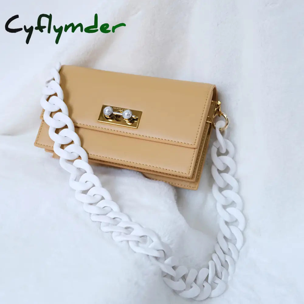 Cyflymder New Fashion Woman Handbag Accessory Chain Black White Green Resin Luxury Frosted Strap