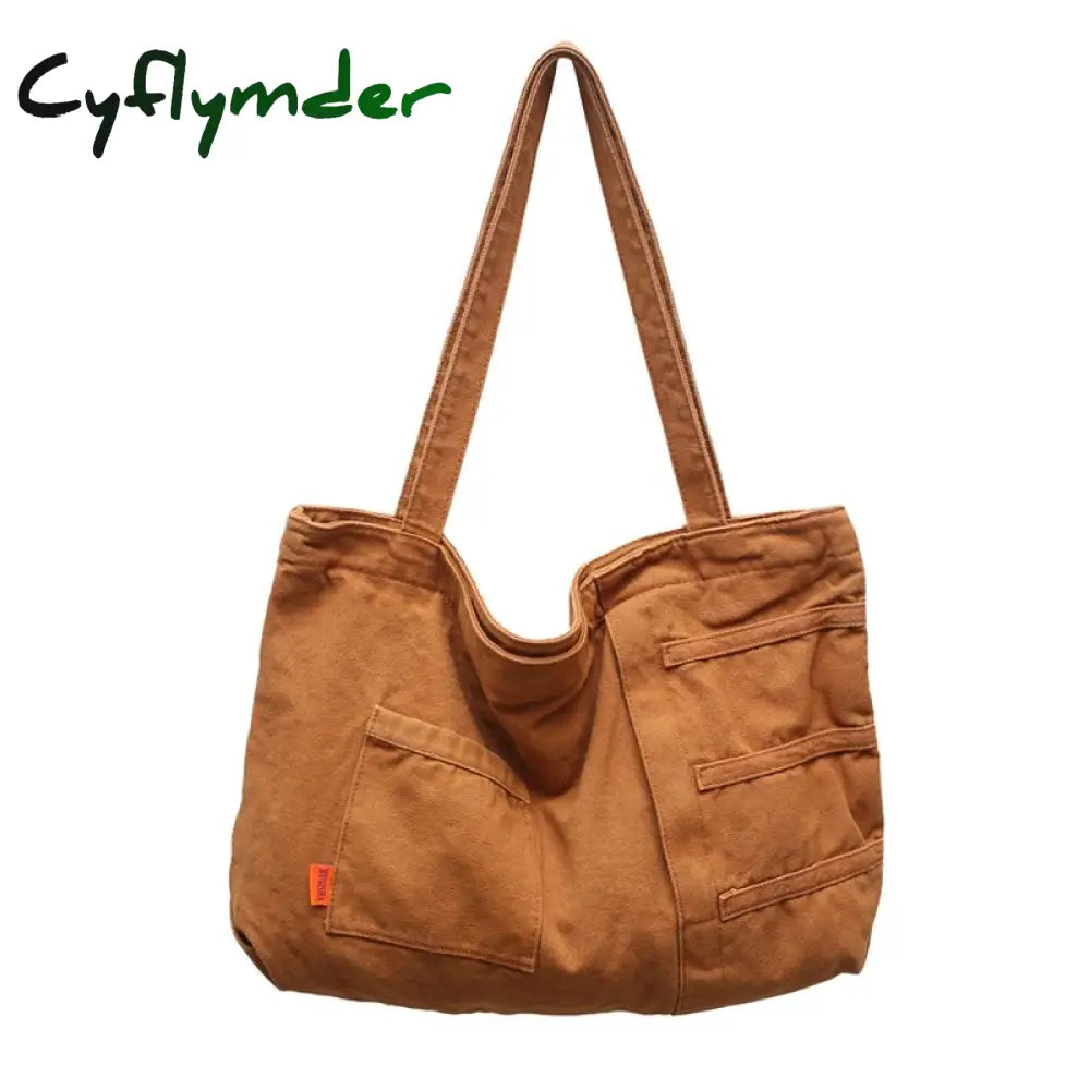 Cyflymder New Fashion Women Bag Large Capacity Casual Shoulder Bags Solid Color Daily Shopping