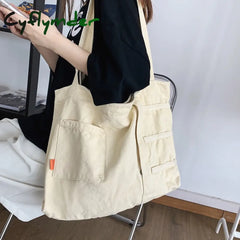 Cyflymder New Fashion Women Bag Large Capacity Casual Shoulder Bags Solid Color Daily Shopping