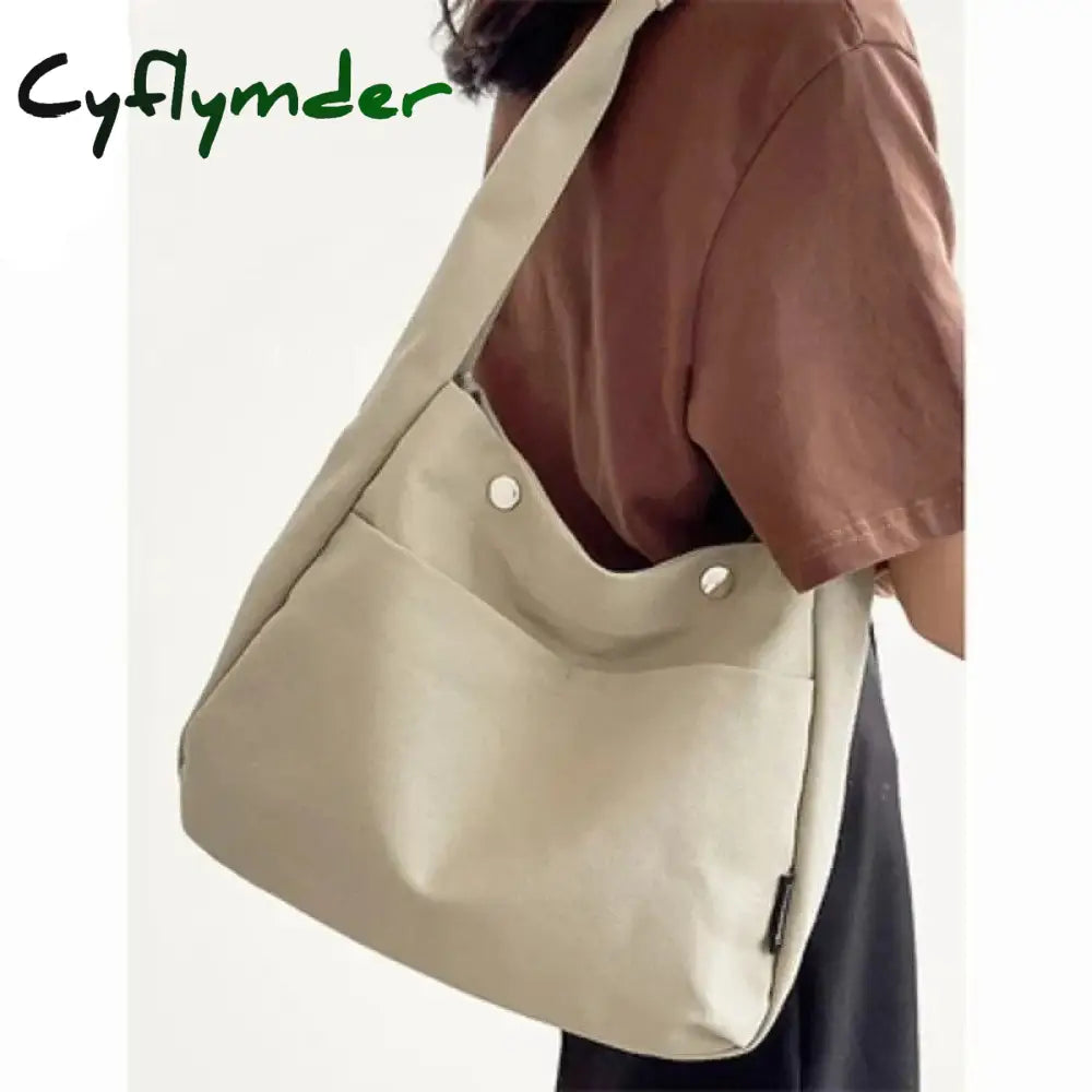 Cyflymder New Fashion Women Canvas Shoulder Bag Cotton Cloth Female Student Messenger Large