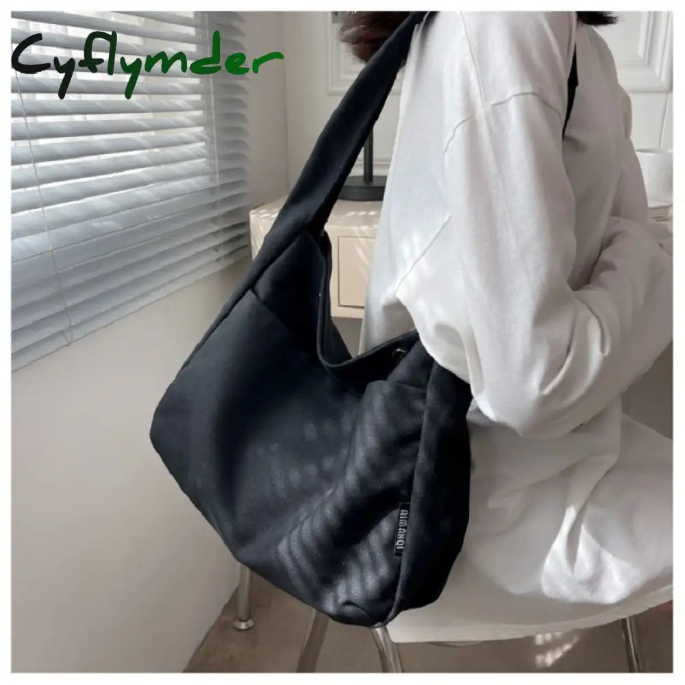 Cyflymder New Fashion Women Canvas Shoulder Bag Cotton Cloth Female Student Messenger Large