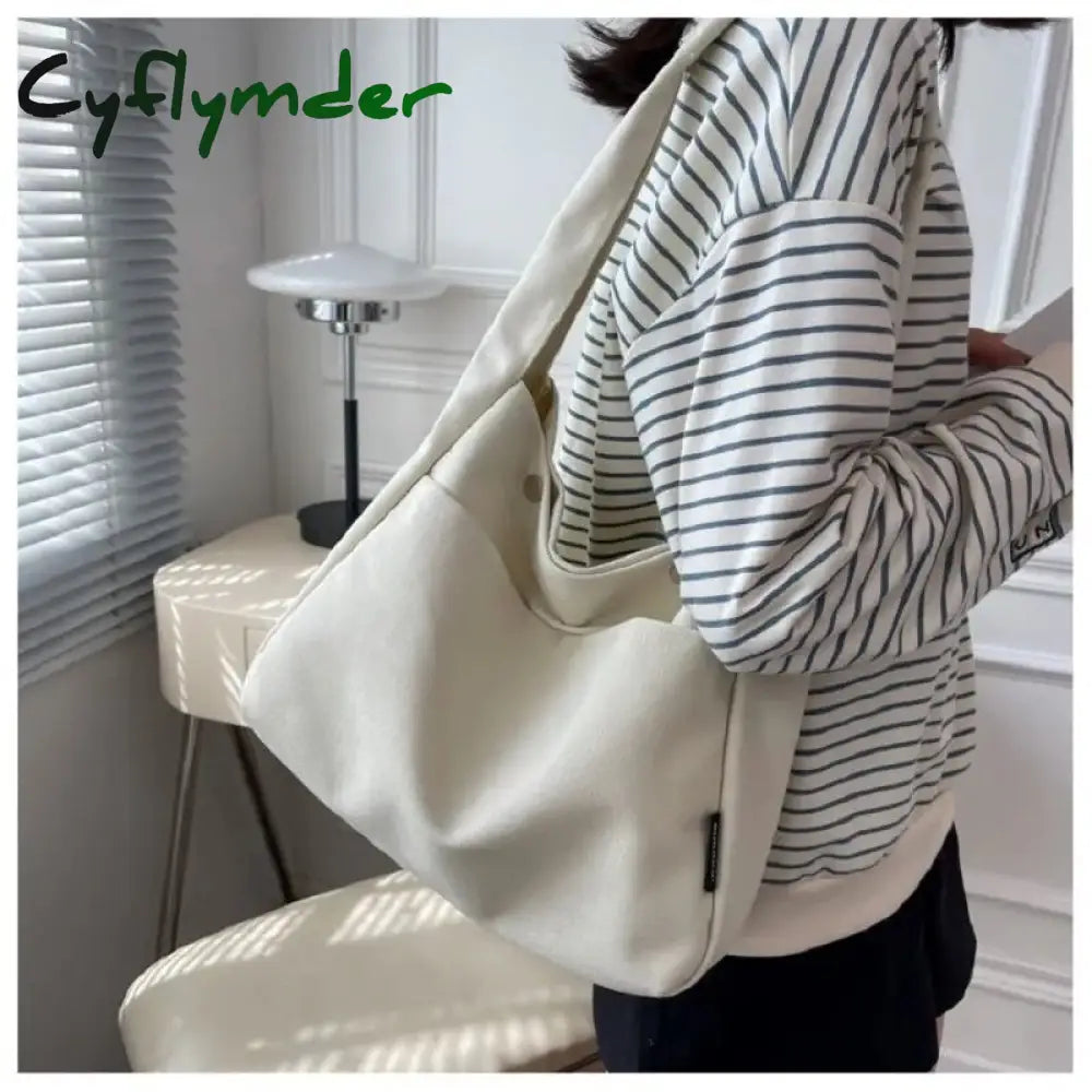 Cyflymder New Fashion Women Canvas Shoulder Bag Cotton Cloth Female Student Messenger Large