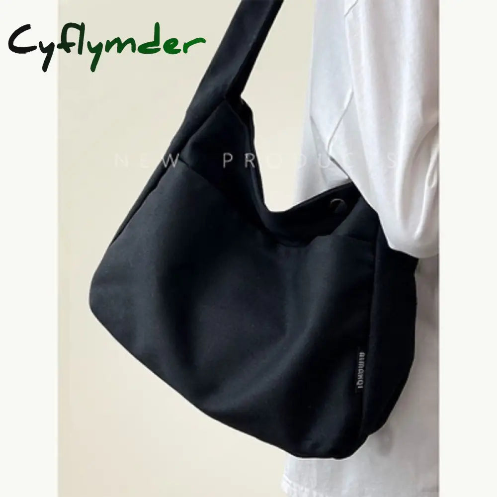 Cyflymder New Fashion Women Canvas Shoulder Bag Cotton Cloth Female Student Messenger Large