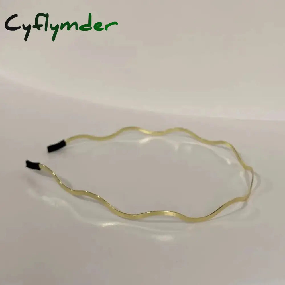 Cyflymder New Fashion Women Gold Metal Wave Bending Hairbands Geometric Thin Headbands Elegant