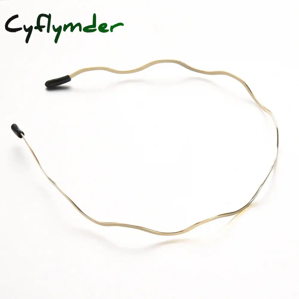 Cyflymder New Fashion Women Gold Metal Wave Bending Hairbands Geometric Thin Headbands Elegant