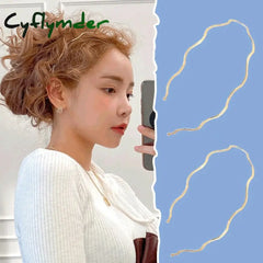 Cyflymder New Fashion Women Gold Metal Wave Bending Hairbands Geometric Thin Headbands Elegant