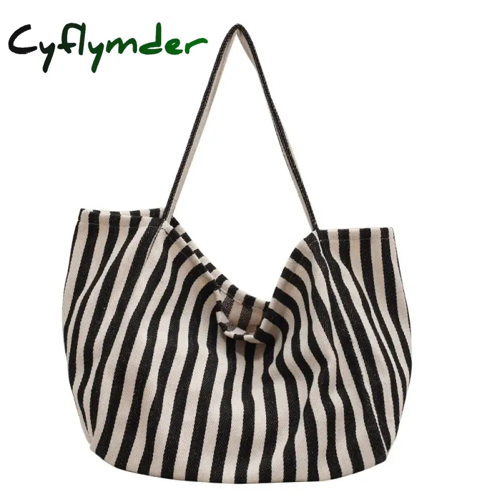 Cyflymder New Fashion Women’s Tote Shoulder Bag Designer Striped Casual Handbag For Women Simple