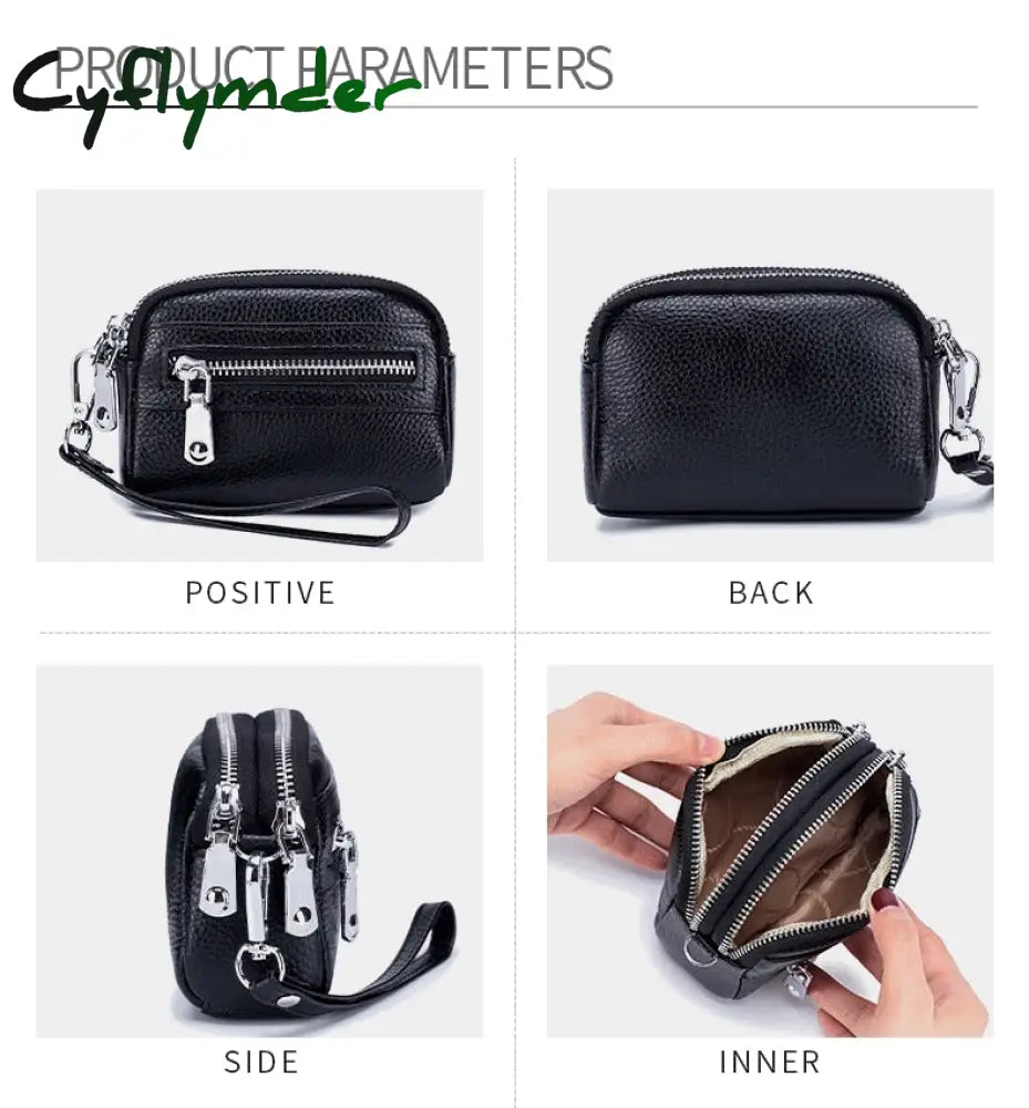 Cyflymder New Genuine Leather Wallets For Women Cowhide Purses Female Large Capacity Money Bag