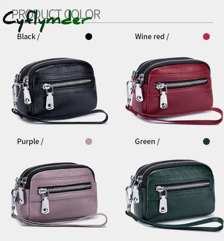 Cyflymder New Genuine Leather Wallets For Women Cowhide Purses Female Large Capacity Money Bag