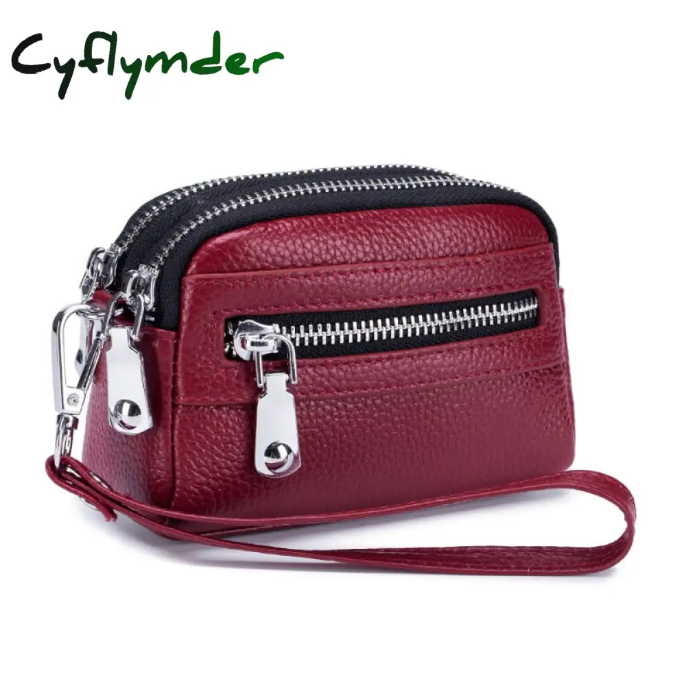 Cyflymder New Genuine Leather Wallets For Women Cowhide Purses Female Large Capacity Money Bag