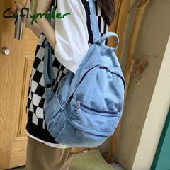 Cyflymder New Gray Denim Backpack Women’s Leisure Travel Outing Shoulder Bag Female Fashion