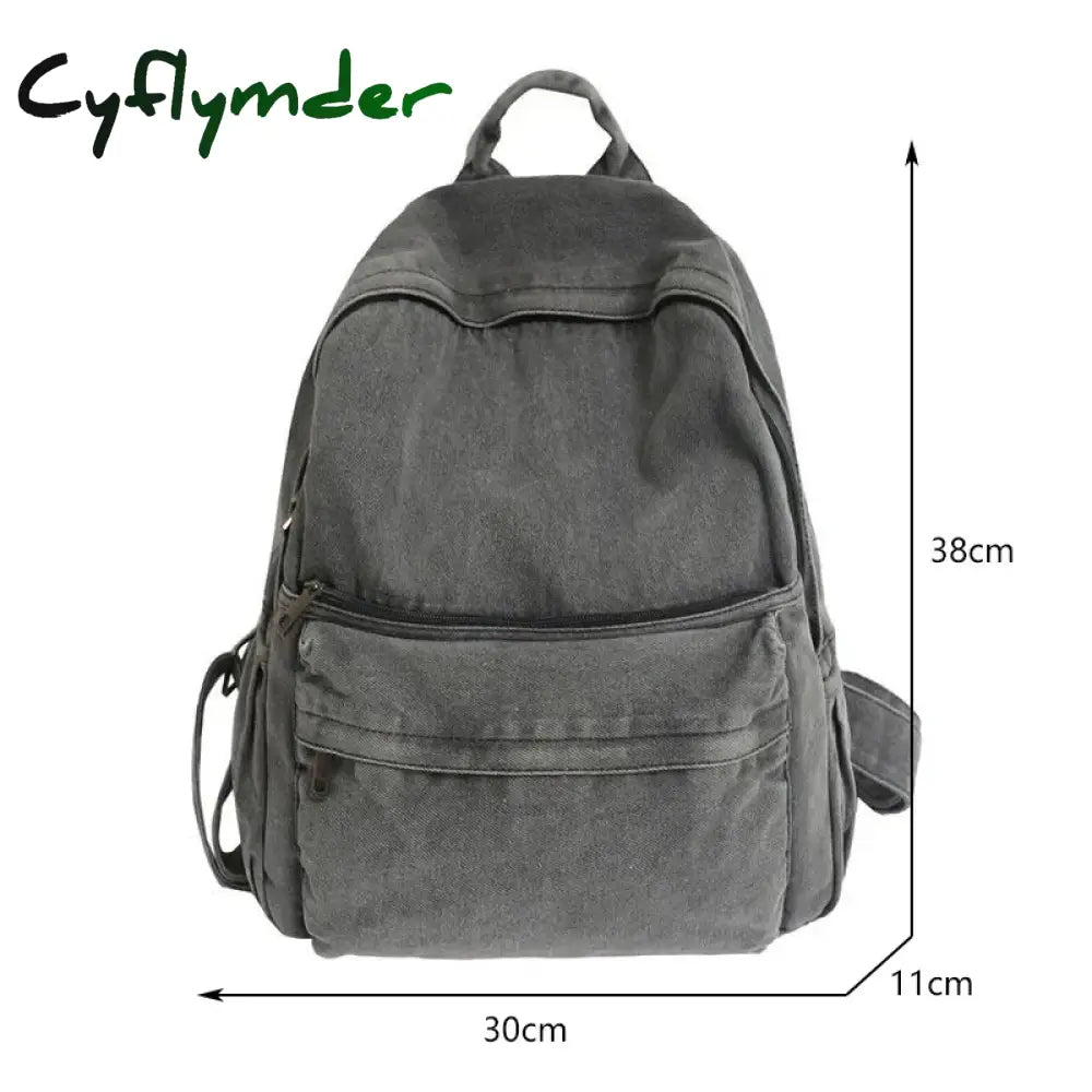 Cyflymder New Gray Denim Backpack Women’s Leisure Travel Outing Shoulder Bag Female Fashion Schoolbags Suitable For
