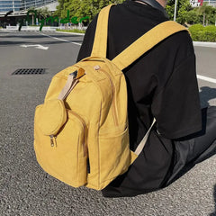 Cyflymder New Green Leisure Canvas Backpack Teen College Student Book Bag Boy Travel Rucksack