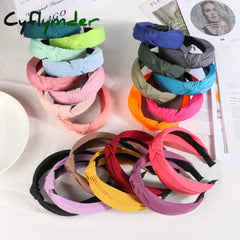 Cyflymder New Headbands For Women Girls Knotted Hair Band Solid Color Hairband Simple Hoop Retro