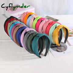 Cyflymder New Headbands For Women Girls Knotted Hair Band Solid Color Hairband Simple Hoop Retro