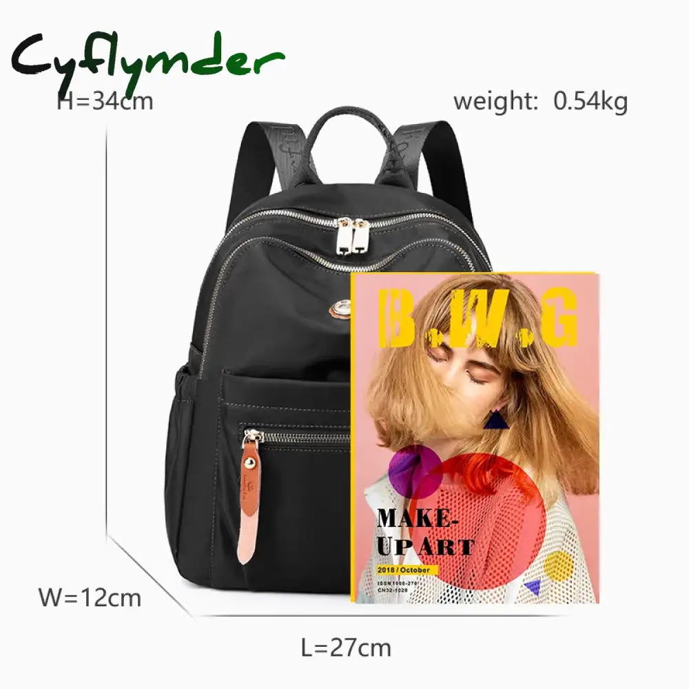 Cyflymder New High-Quality Waterproof Nylon Fabric Women’s Backpack Fashion Mini Shopping Small