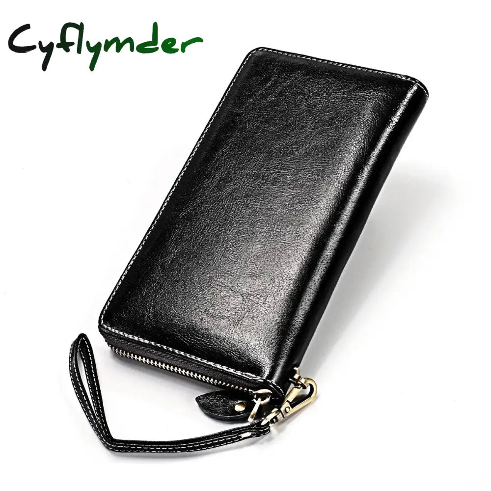 Cyflymder New Hot Women Genuine Leather Money Bag Fashion Female Long Strap Purses 6.5 Inch Phone