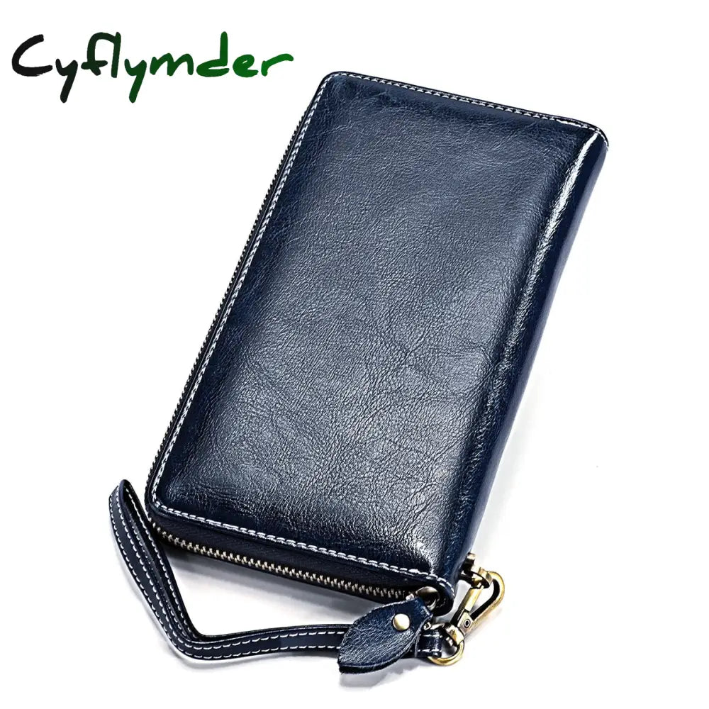 Cyflymder New Hot Women Genuine Leather Money Bag Fashion Female Long Strap Purses 6.5 Inch Phone