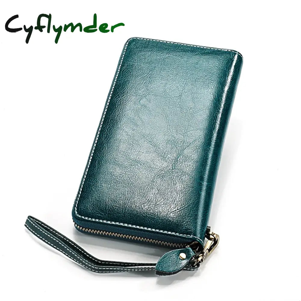 Cyflymder New Hot Women Genuine Leather Money Bag Fashion Female Long Strap Purses 6.5 Inch Phone