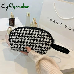 Cyflymder New Houndstooth Cosmetic Bag Female Classic Zipper Small Storage Casual Portable Mini