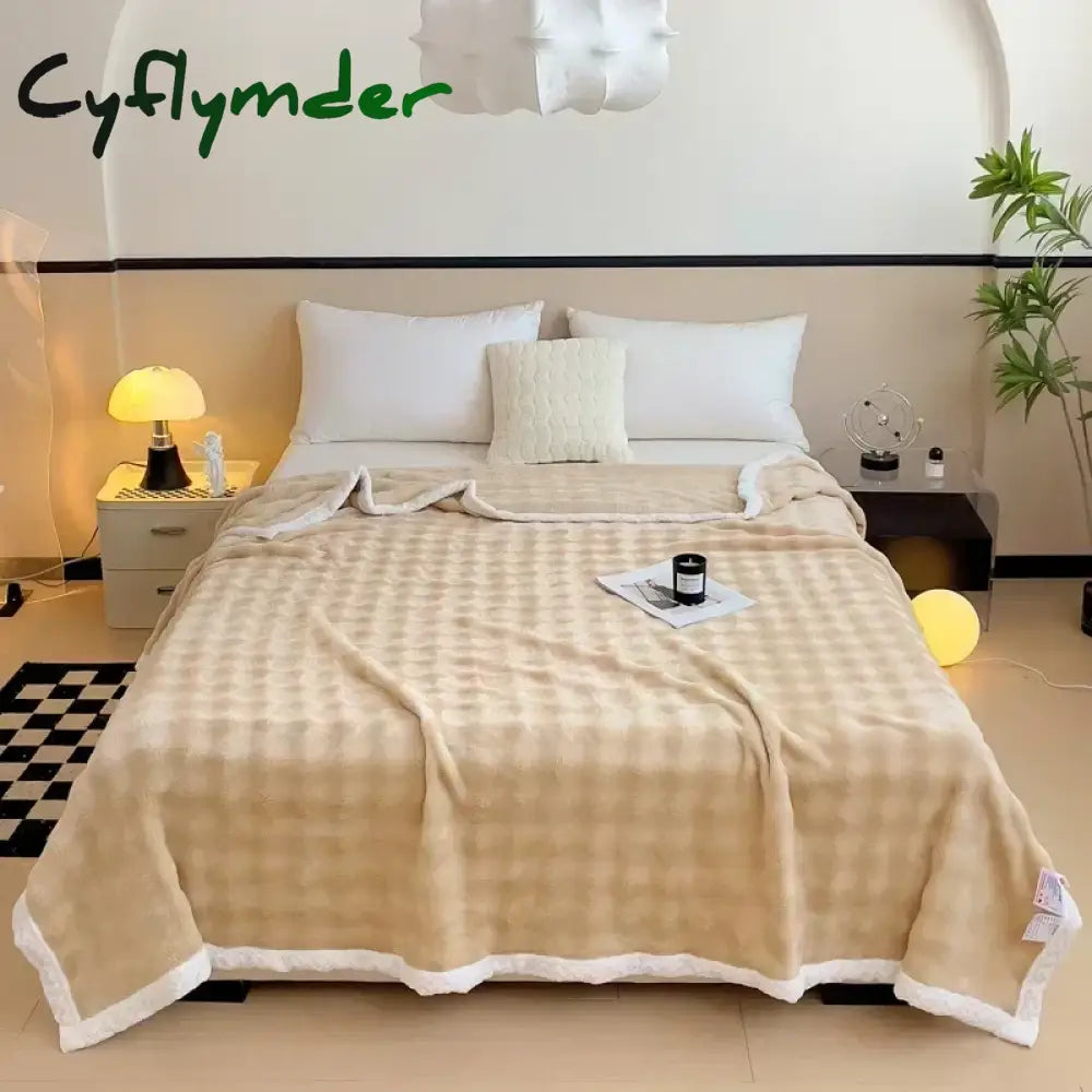 Cyflymder New Imitation Rabbit Velvet Autumn Warm Blanket Soft Fluffy Coral Fleece Sofa Blanket Warmth Throw Blankets