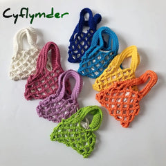 Cyflymder New Korean Brand Cute Women’s Girl Cotton Knitting Woven Mesh Hollow Vegetable Basket