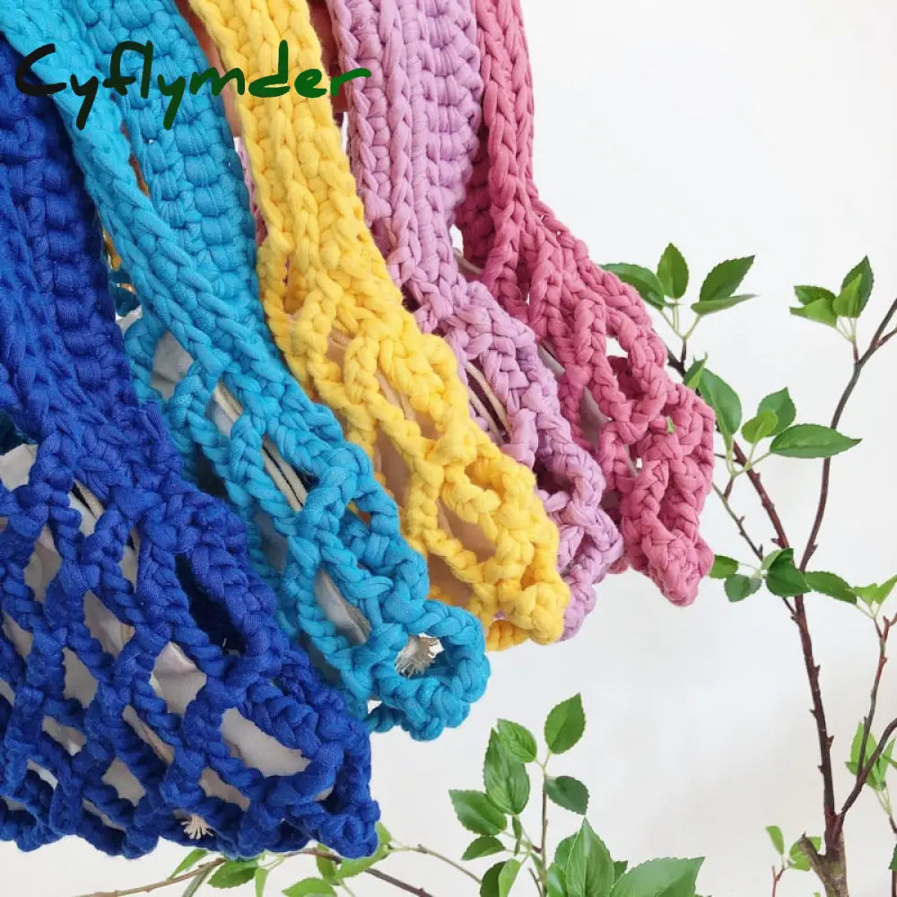 Cyflymder New Korean Brand Cute Women’s Girl Cotton Knitting Woven Mesh Hollow Vegetable Basket