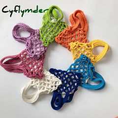 Cyflymder New Korean Brand Cute Women’s Girl Cotton Knitting Woven Mesh Hollow Vegetable Basket