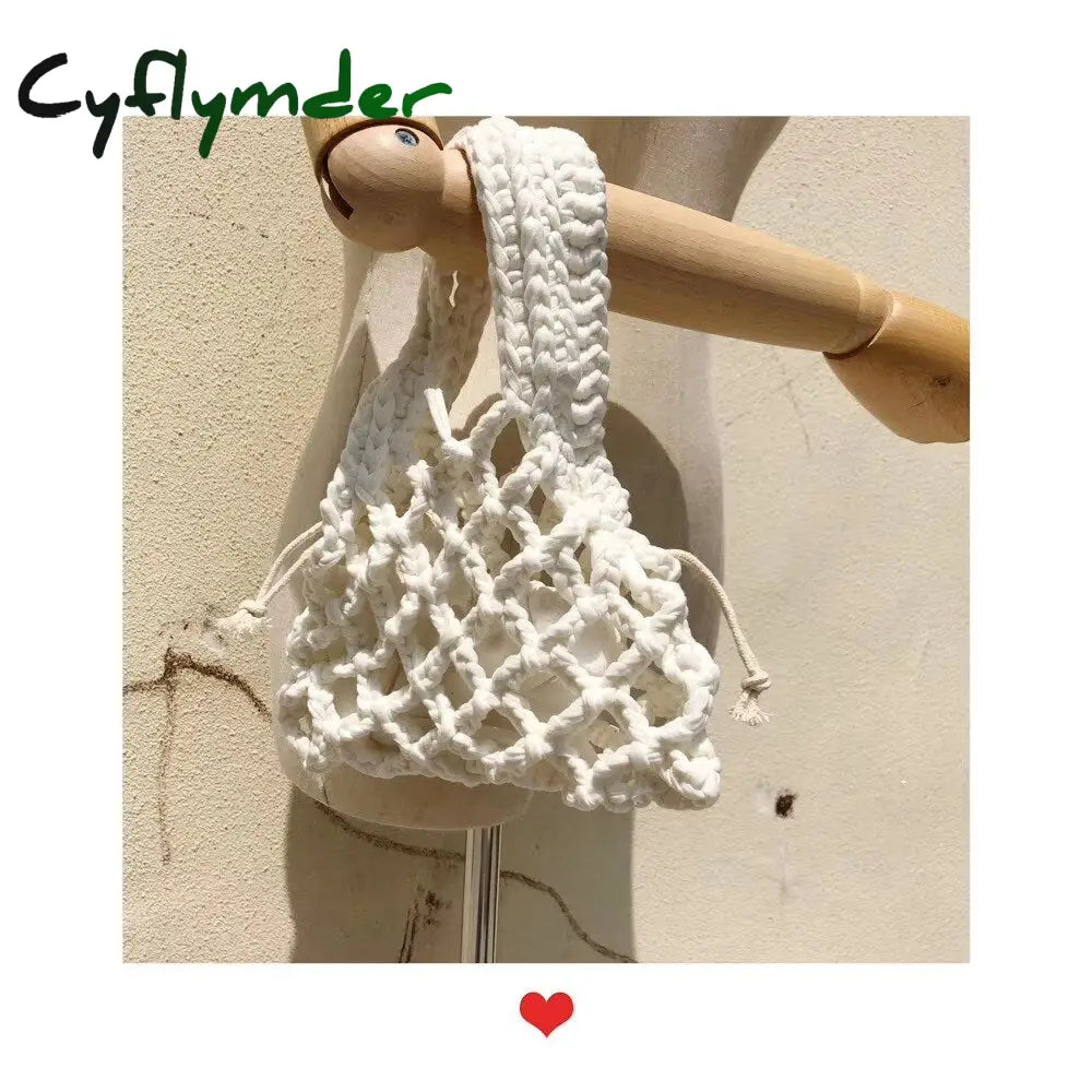 Cyflymder New Korean Brand Cute Women’s Girl Cotton Knitting Woven Mesh Hollow Vegetable Basket