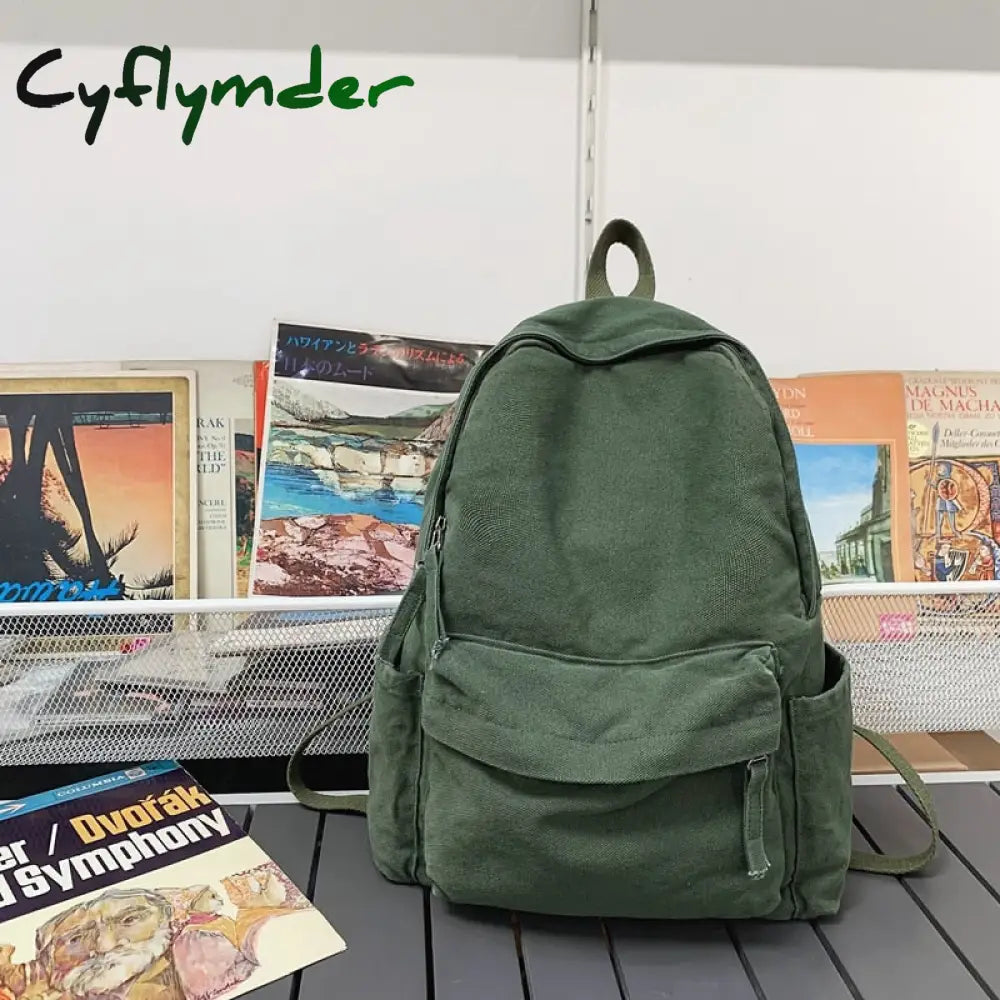 Cyflymder New Korean Large Capacity Canvas Backpacks Women Kawaii Students Preppy Bag For Teenage
