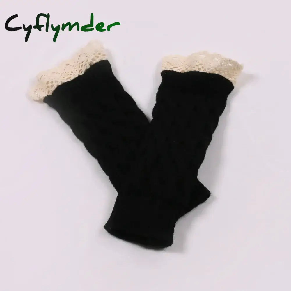 Cyflymder New Lace Fingerless Gloves Women’s Gloves Winter Warm Cute Student Writing Typing Half Finger Acrylic Knitted