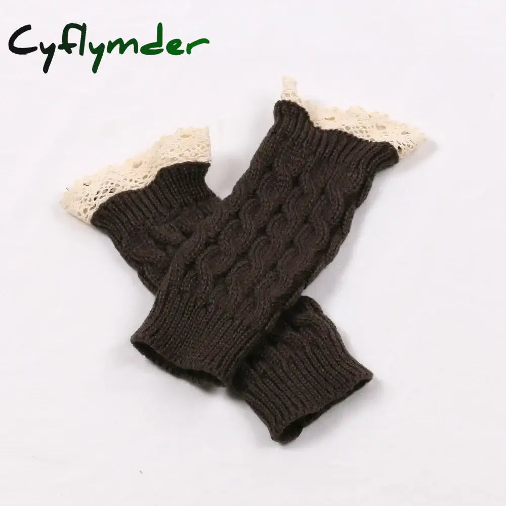 Cyflymder New Lace Fingerless Gloves Women’s Gloves Winter Warm Cute Student Writing Typing Half Finger Acrylic Knitted