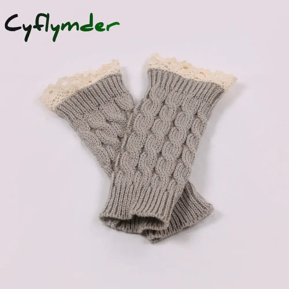 Cyflymder New Lace Fingerless Gloves Women’s Gloves Winter Warm Cute Student Writing Typing Half Finger Acrylic Knitted