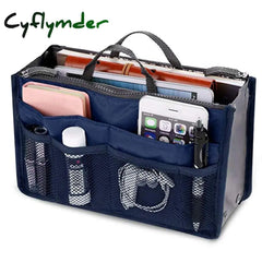 Cyflymder New Ladies Portable Organizer Bag Multifunction Travel Compartment Handbag Women Simple