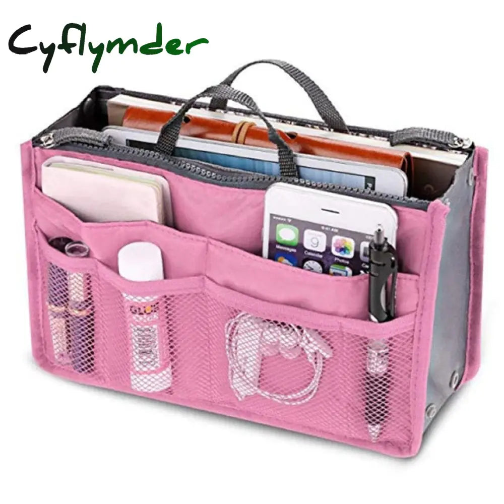 Cyflymder New Ladies Portable Organizer Bag Multifunction Travel Compartment Handbag Women Simple