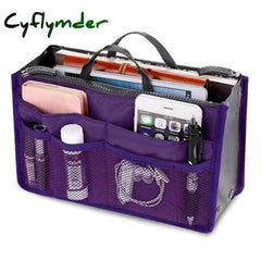 Cyflymder New Ladies Portable Organizer Bag Multifunction Travel Compartment Handbag Women Simple