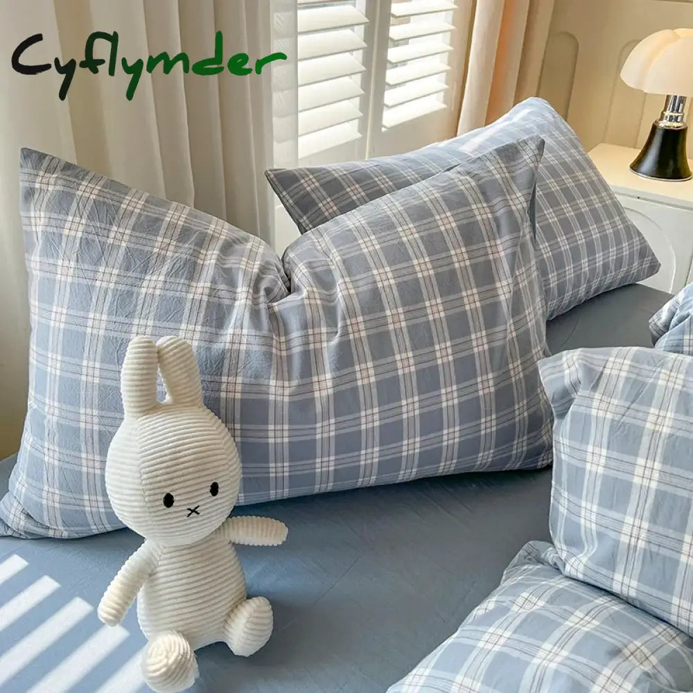 Cyflymder New Lattice Duvet Cover Set with Sheet Pillowcases No Filling Warm Bed Linen Twin Full Queen Size Grid Home