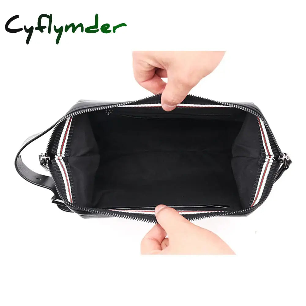 Cyflymder New Leather Cosmetic Bag Waterproof Organizer Toiletry Handbag Wash Pouch Women Men