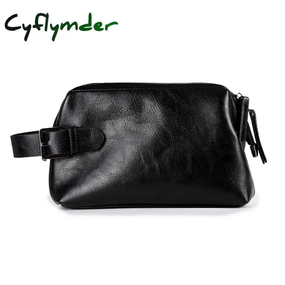 Cyflymder New Leather Cosmetic Bag Waterproof Organizer Toiletry Handbag Wash Pouch Women Men