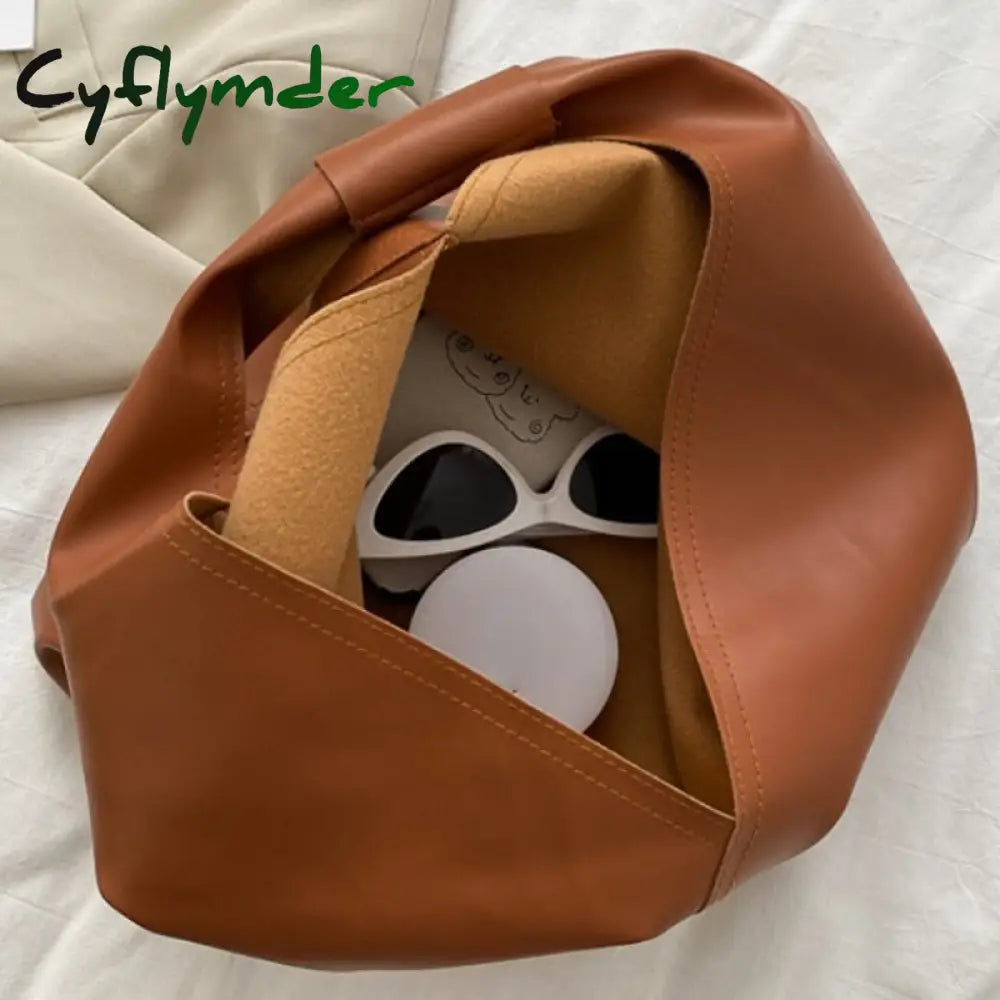 Cyflymder New Leather Totes Bags Women Casual Wild Ladies Hobos Handbags Large Capacity Shoulder