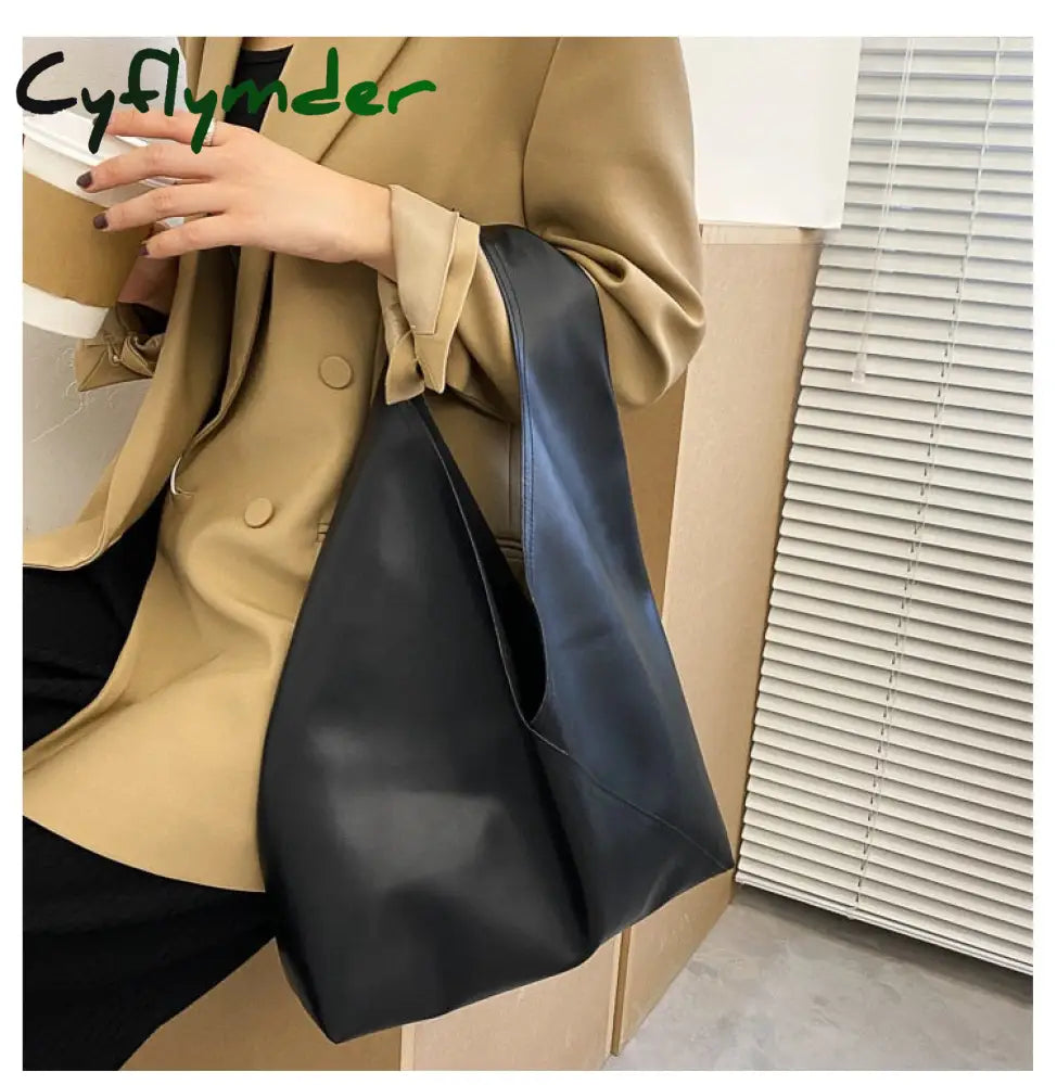 Cyflymder New Leather Totes Bags Women Casual Wild Ladies Hobos Handbags Large Capacity Shoulder