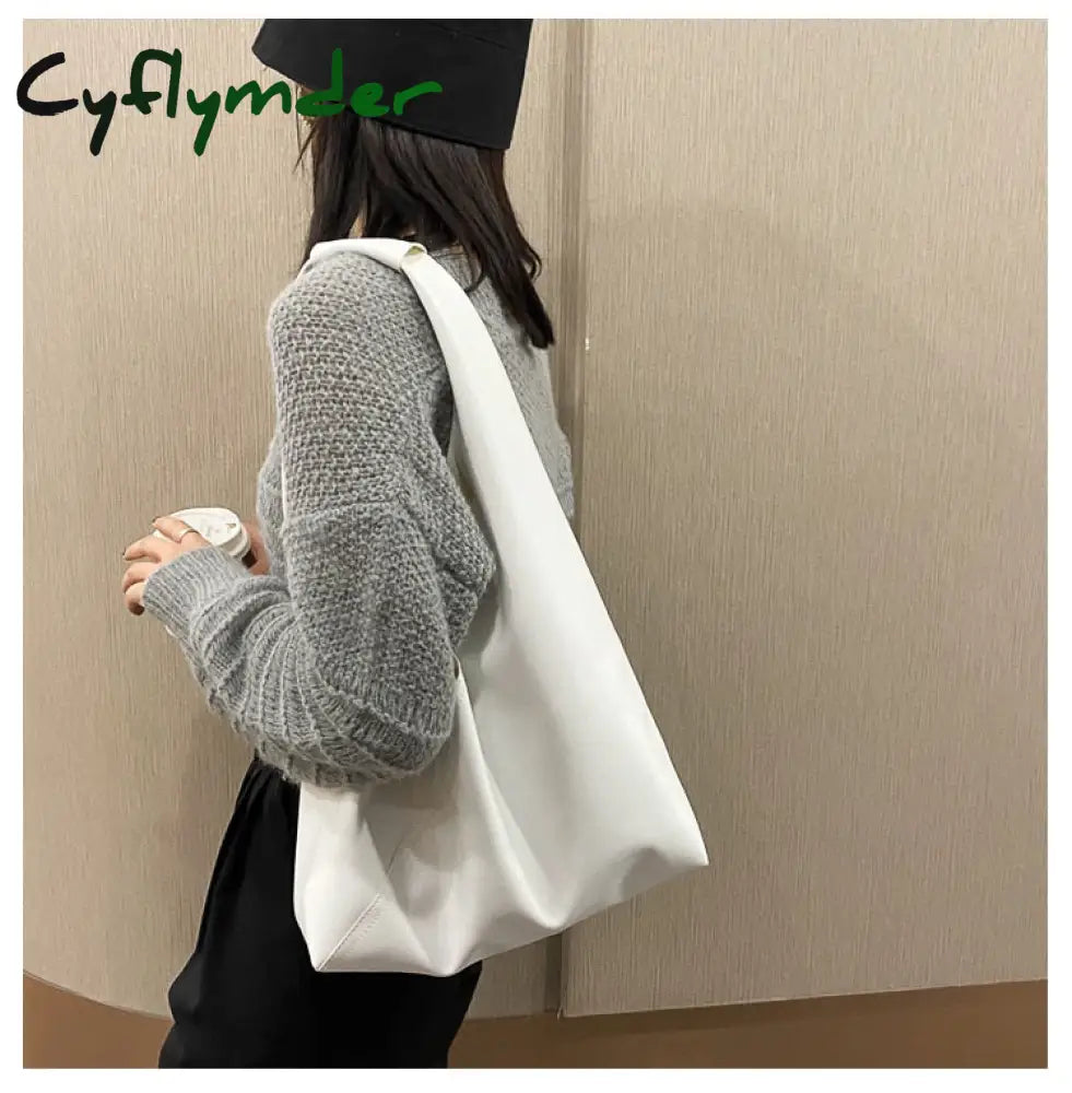 Cyflymder New Leather Totes Bags Women Casual Wild Ladies Hobos Handbags Large Capacity Shoulder